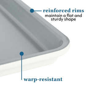 Sur La Table Bake Sale cookie sheet linen white exterior adds bright kitchen style.