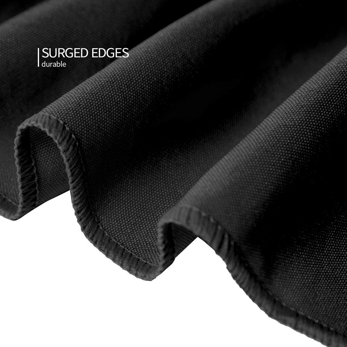 Surmente black fitted tablecloth on a 6ft table; smooth, even drape.