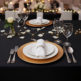 Surmente tablecloth on a rectangular table showing full coverage and elegant drape.