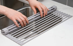 Warm gray finish complements modern kitchens and sinks