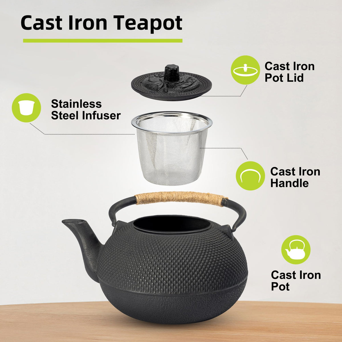 Suyika teapot with enamel interior close-up showing easy cleaning and preserved flavor