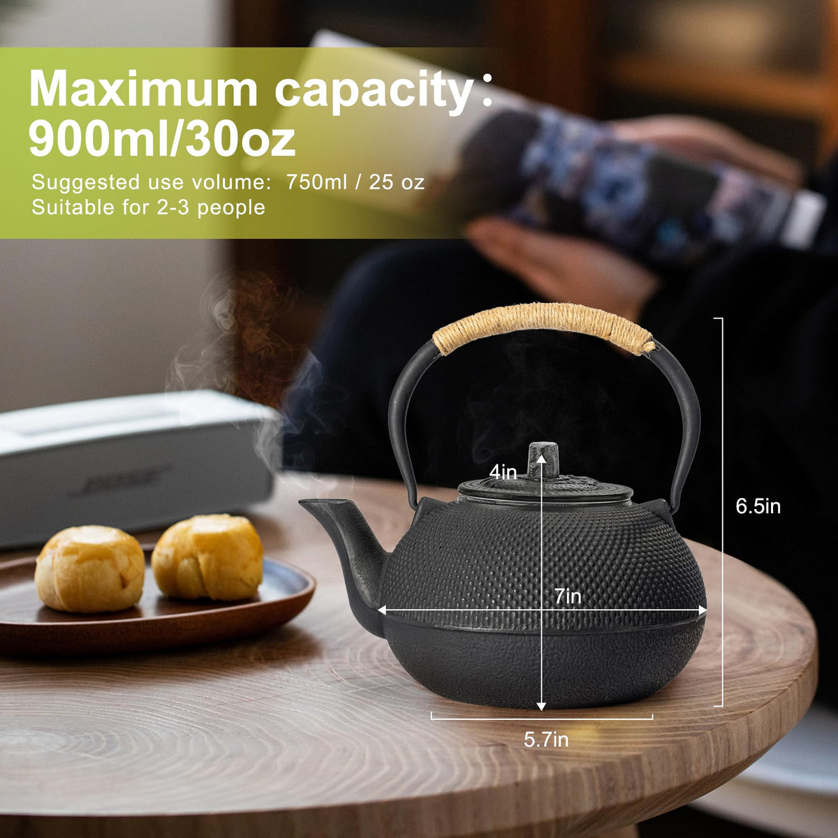 Suyika Tetsubin teapot enamel interior closeup preserves flavor and makes cleaning easy