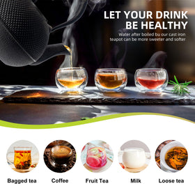 Suyika Tetsubin teapot on the stovetop demonstrates safe heat for brewing