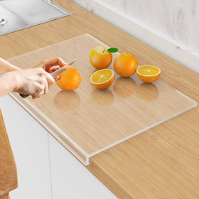 SWSKR acrylic cutting board with counter lip provides stable prep area