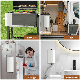 Swaitee fridge-side space saver keeping towels accessible.