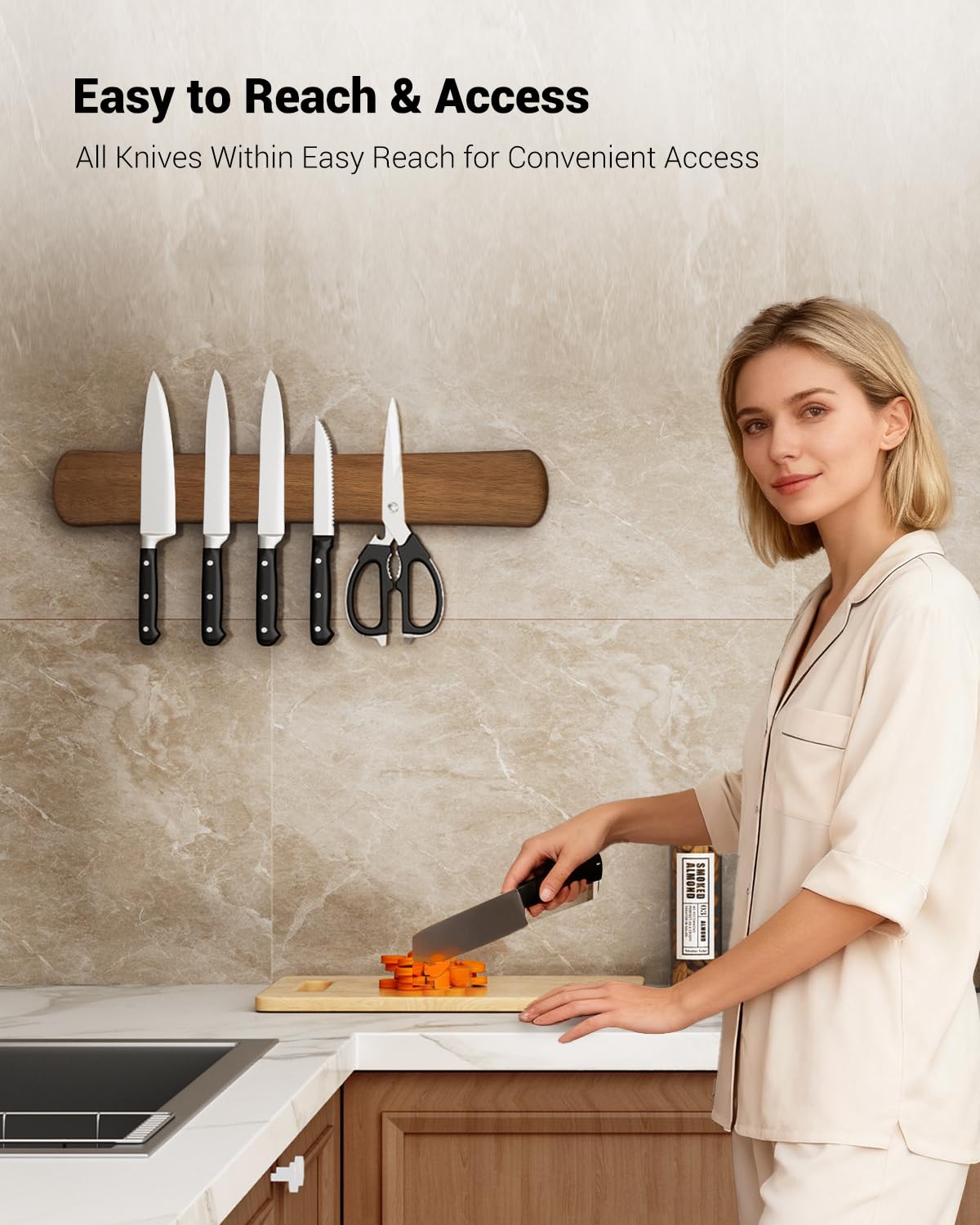 Swaitee wall-mount knife strip with included hardware for secure installation.