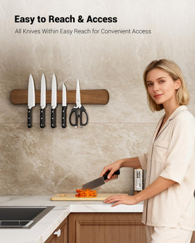 Swaitee wall-mount knife strip with included hardware for secure installation.