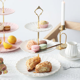 Sweejar white porcelain cake stand with three levels for cupcakes
