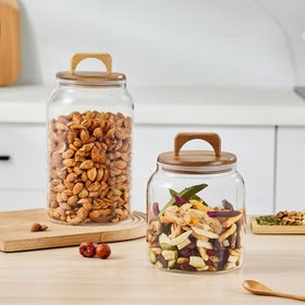Sweejar glass jar stores coffee, tea, nuts or candies with an airtight seal.