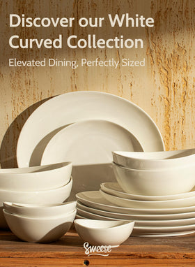 Sweese porcelain bowls complement tablescapes with crisp white ceramic.