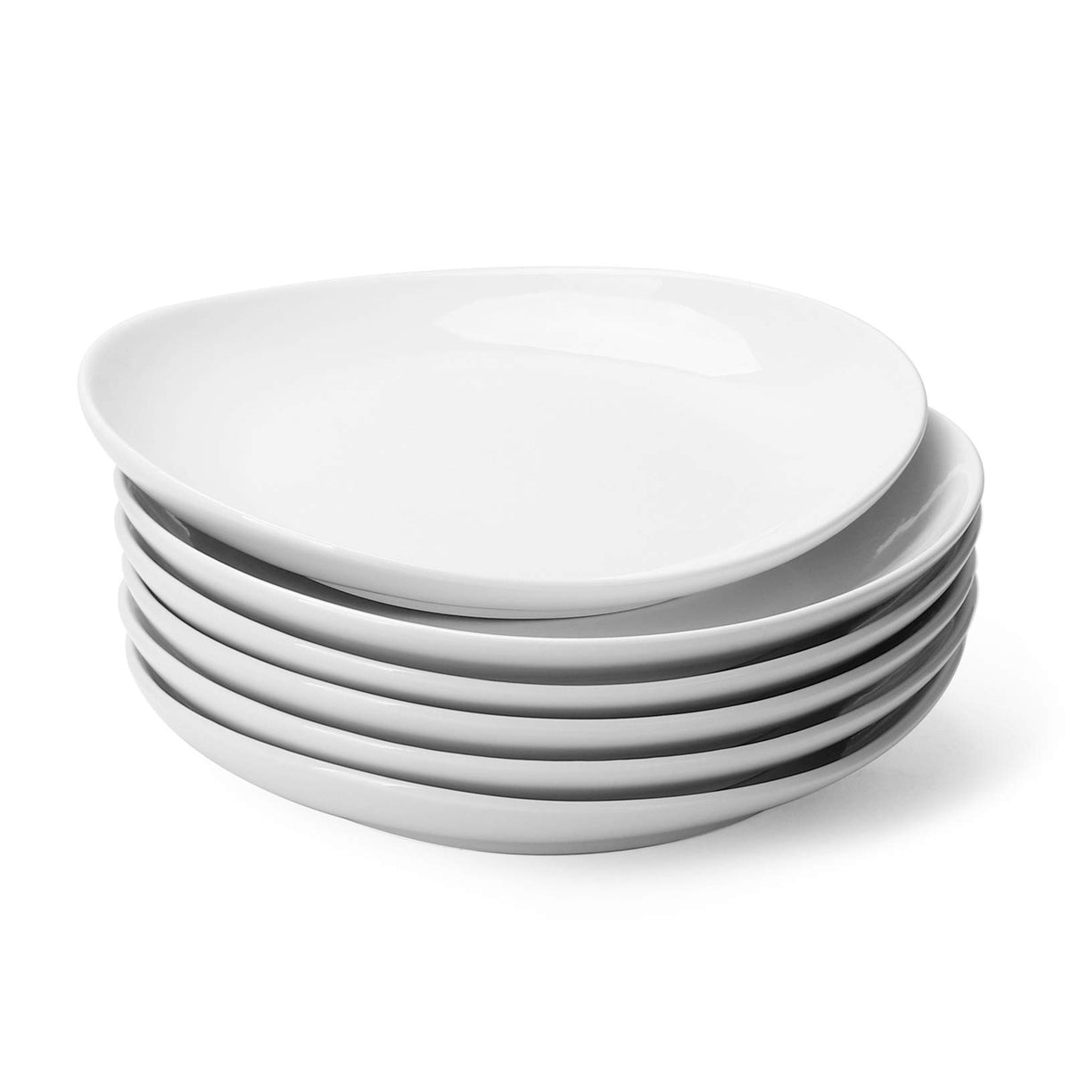Sweese dessert plates 7.8-inch set of 6 in white, front view, ideal for everyday meals.