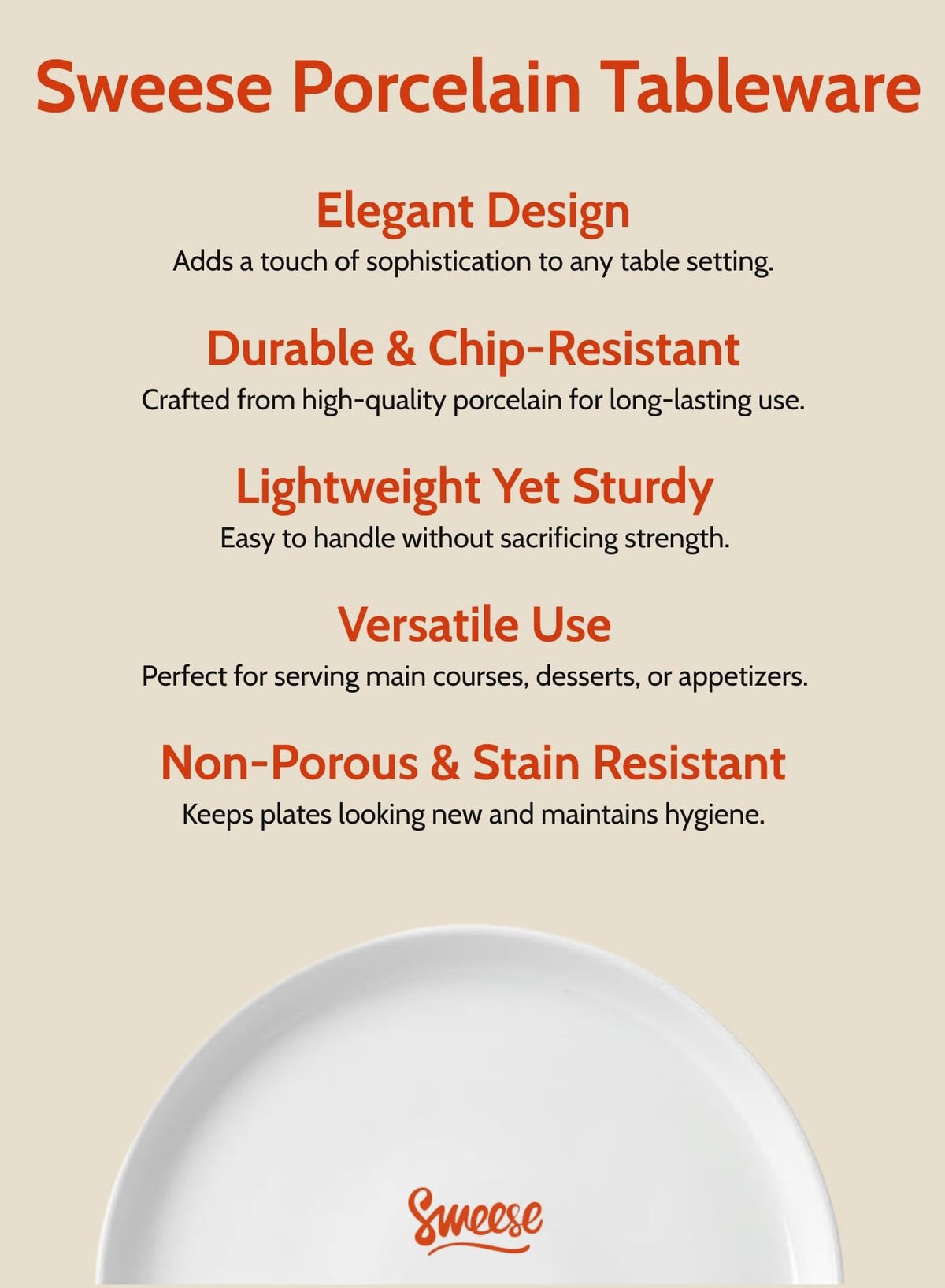 Sweese lead-free porcelain plates provide durable, safe everyday use.