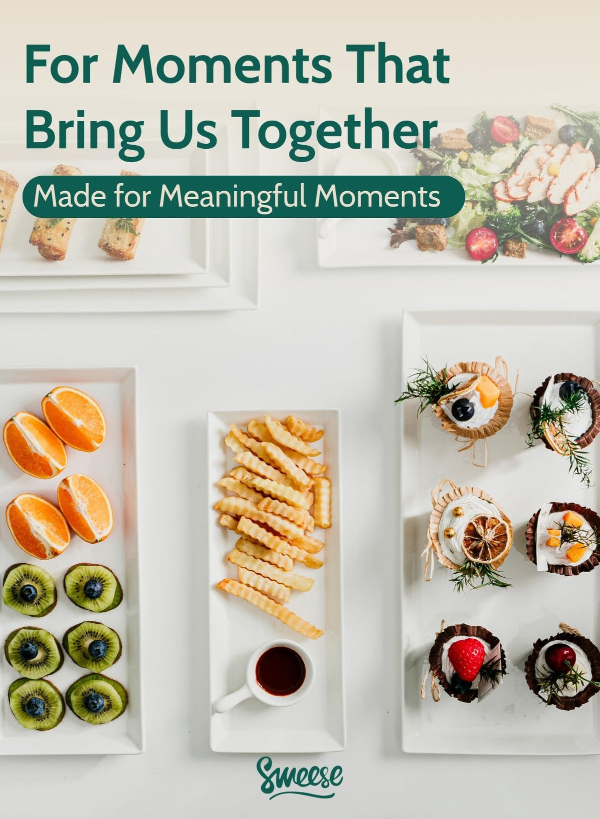 Sweese rectangular porcelain platter dessert plate for cakes and cupcakes