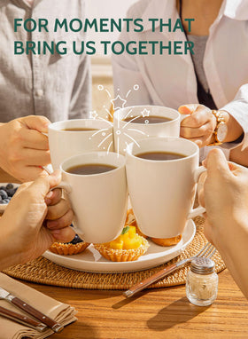 Set of four white glaze mugs for everyday use