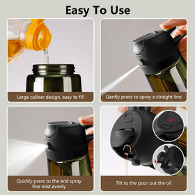 Sweet View olive oil dispenser spray, even mist for healthier oil use.