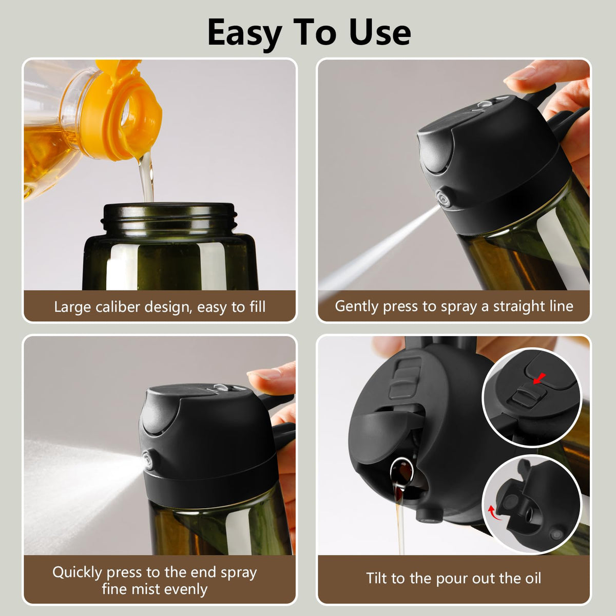Sweet View olive oil sprayer in misting action for controlled use.