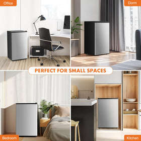 Sweetcrispy mini fridge operates quietly, suitable for bedrooms and study areas.