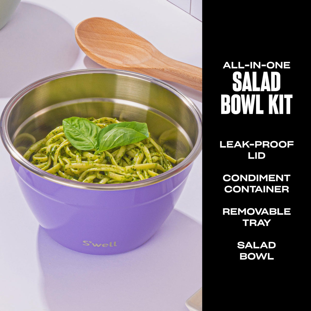 S'well removable tray showing separate compartments for toppings and utensils.