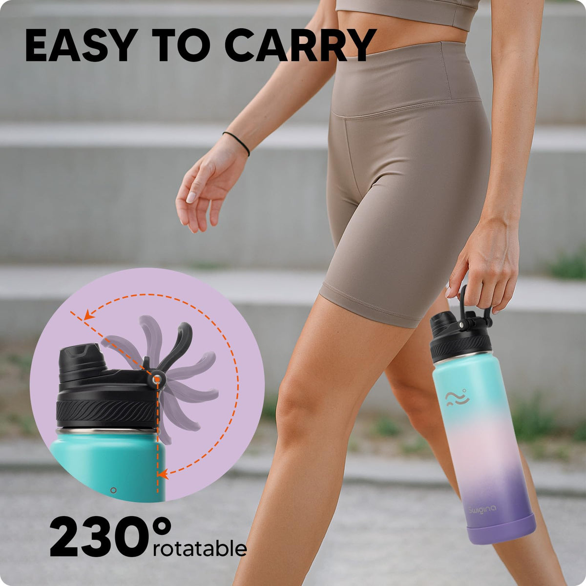 Swigina bottle suited for gym, office, and travel use