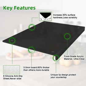 SWSKR 60% thicker cutting board emphasizes durability for daily chopping tasks.