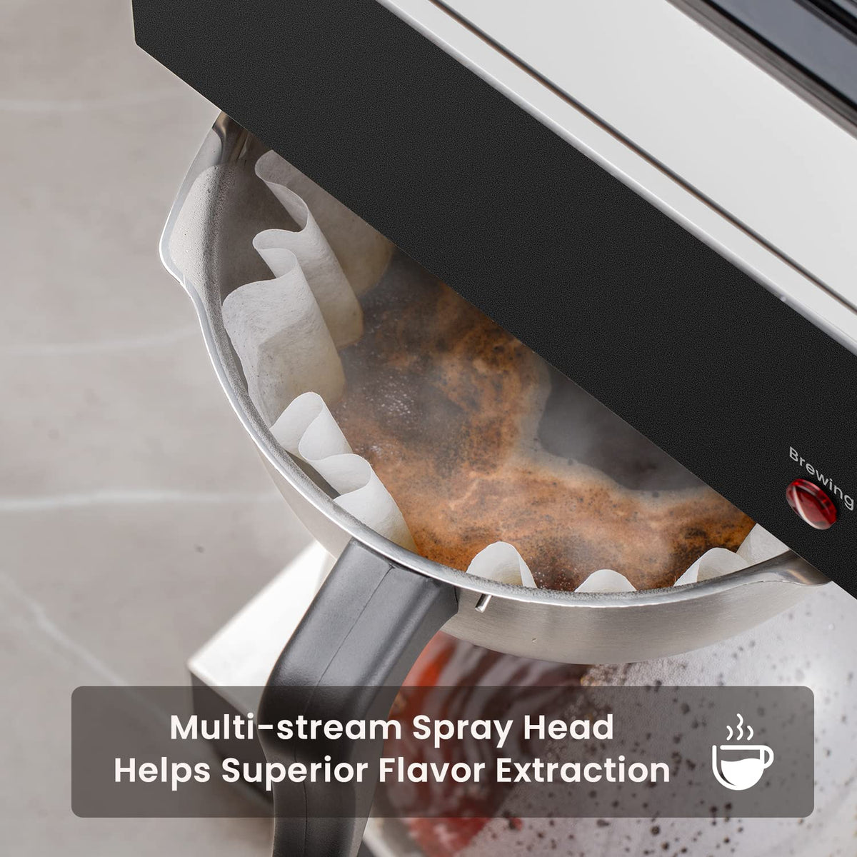 SYBO SF-CB-2GA drip-free pour spout reduces mess on counters.
