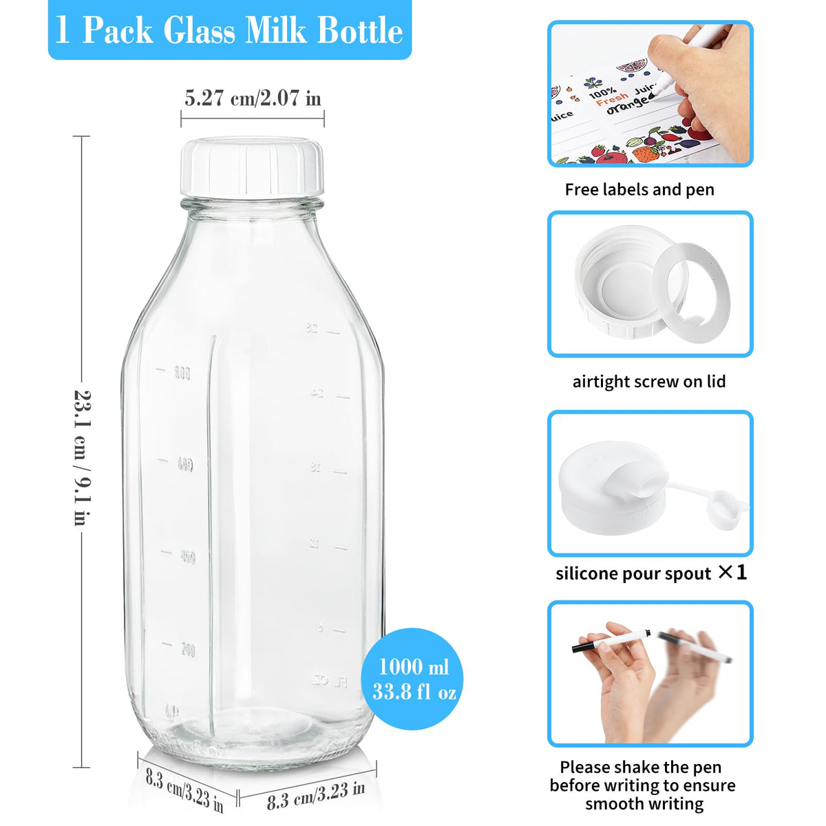 Syntic heavy-duty glass bottle for reusable daily use