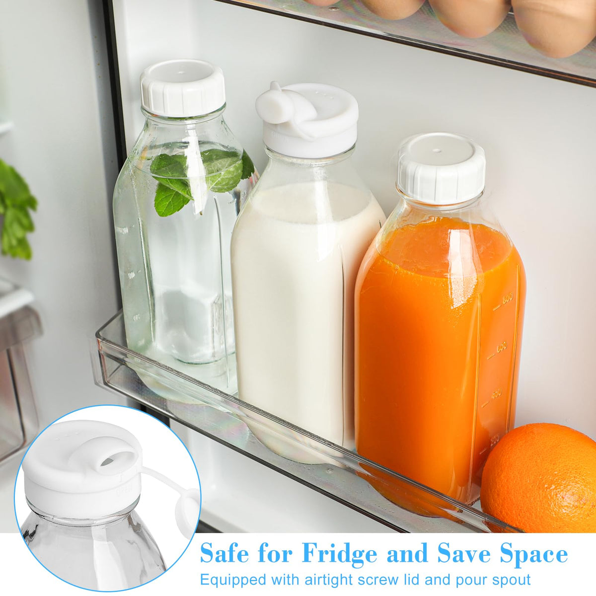 Syntic square glass container ideal for milk, juice, or dry food storage.