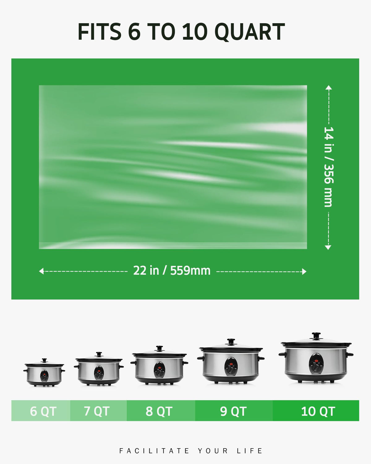 Syntus 14x22-inch liner ready for 6-10 quart cookers.