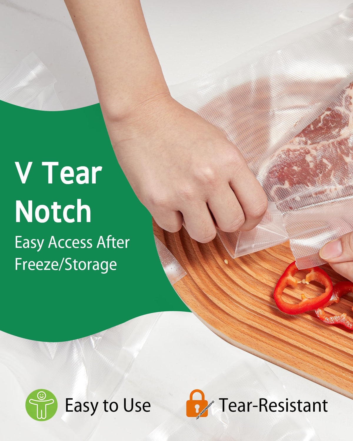 Syntus BPA-free vacuum bags 8x12 for versatile food storage
