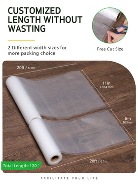 Syntus BPA-free 8x20 inch vacuum bag roll ideal for portion control and storage.
