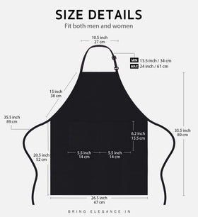 Syntus chef apron with adjustable shoulder strap for a flexible, comfortable fit.