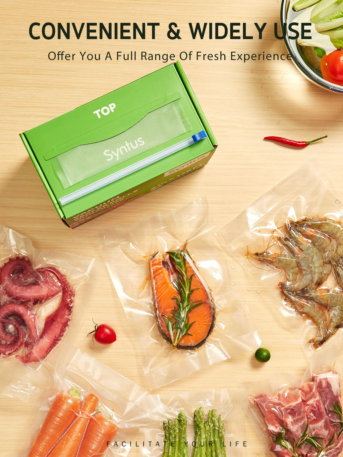 Syntus durable material keeps contents fresh during freezing and handling.