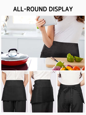 Syntus waist apron 11-5-inch black front view for compact protection.