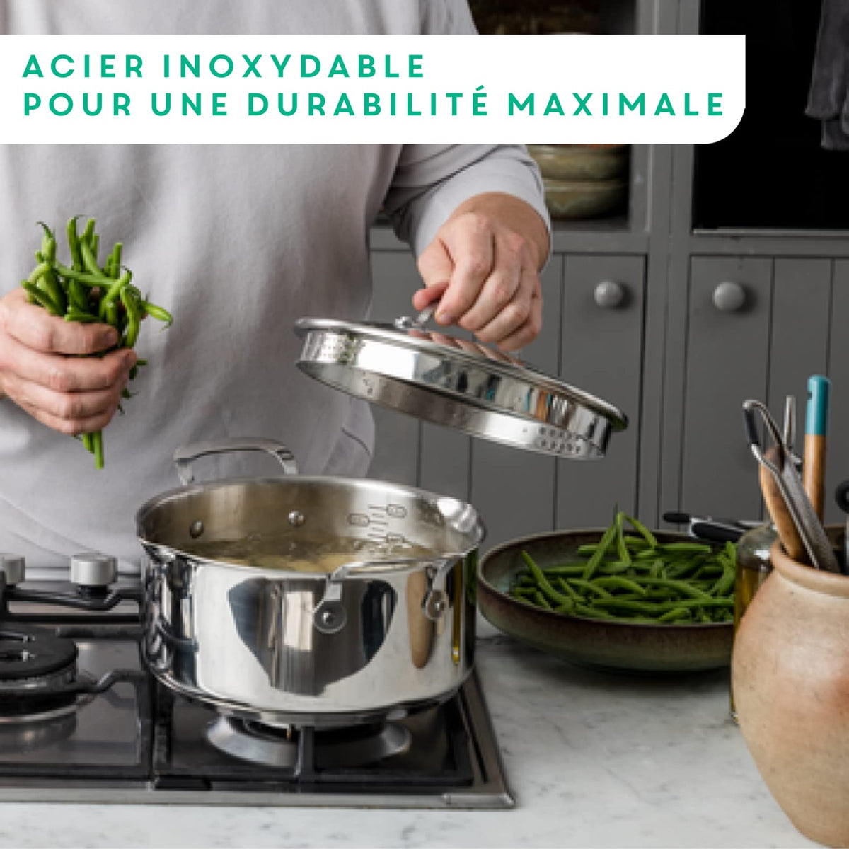 From stovetop to oven up to 500°F on Jamie Oliver Cooks Direct pans.