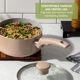 T-Fal Refresh ceramic frypan with even heat base for uniform searing.