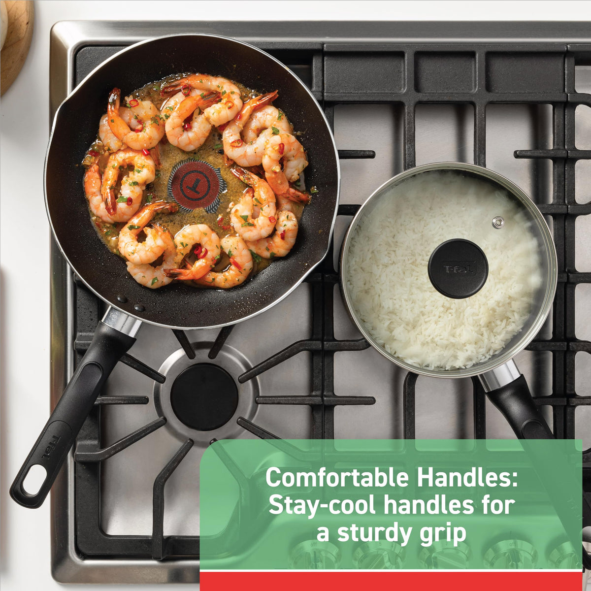 T-Fal Specialty nonstick handy pot thermo-spot highlights proper preheating for confident cooking.