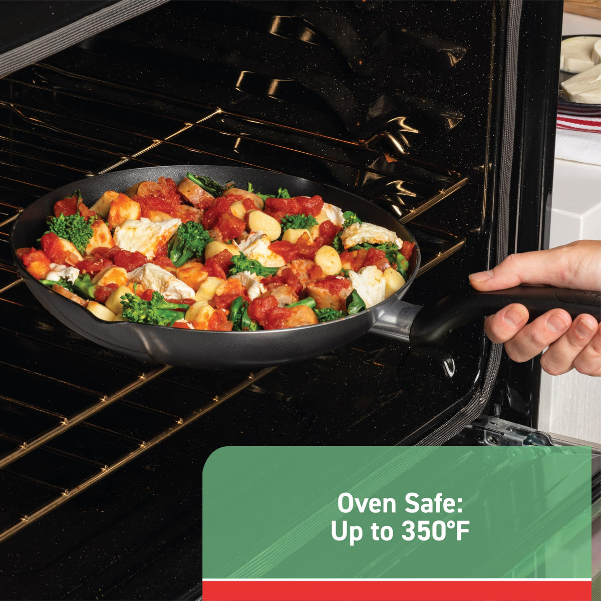 T-Fal Specialty nonstick handy pot vented glass lid allows monitoring while locking in heat.