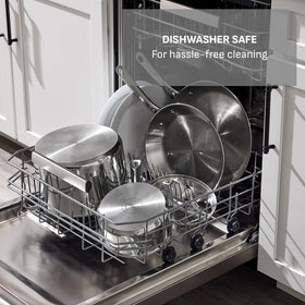 T-Fal dishwasher-safe stainless cookware for easy cleaning