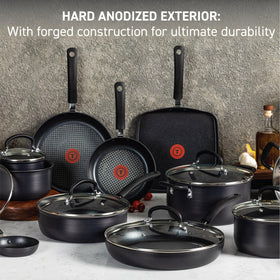 T-Fal Ultimate hard anodized 11.5-inch fry pan with lid for even heating and moisture control.
