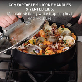T-Fal Ultimate pan oven-safe design supports stove-to-oven versatility up to 400°F.