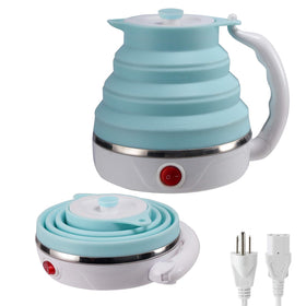 T-magitic blue travel kettle suited for hotel and camping use.