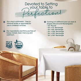 Tablecloths by Design BPA-free USA-made materials for safe family use.