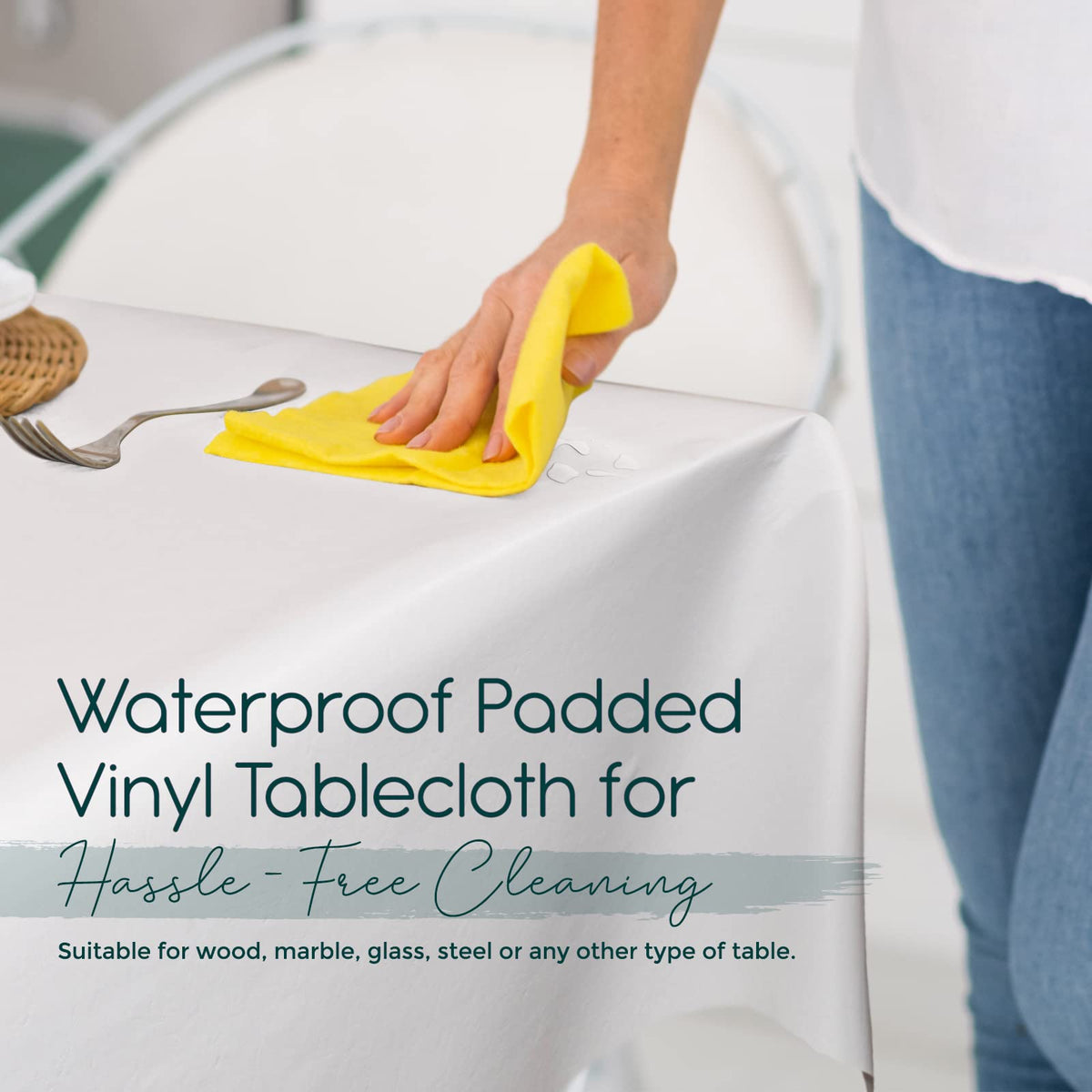 Tablecloths by Design scratch-resistant surface protects wood and veneer