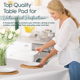 Tablecloths by Design table pad protector waterproof vinyl shields spills