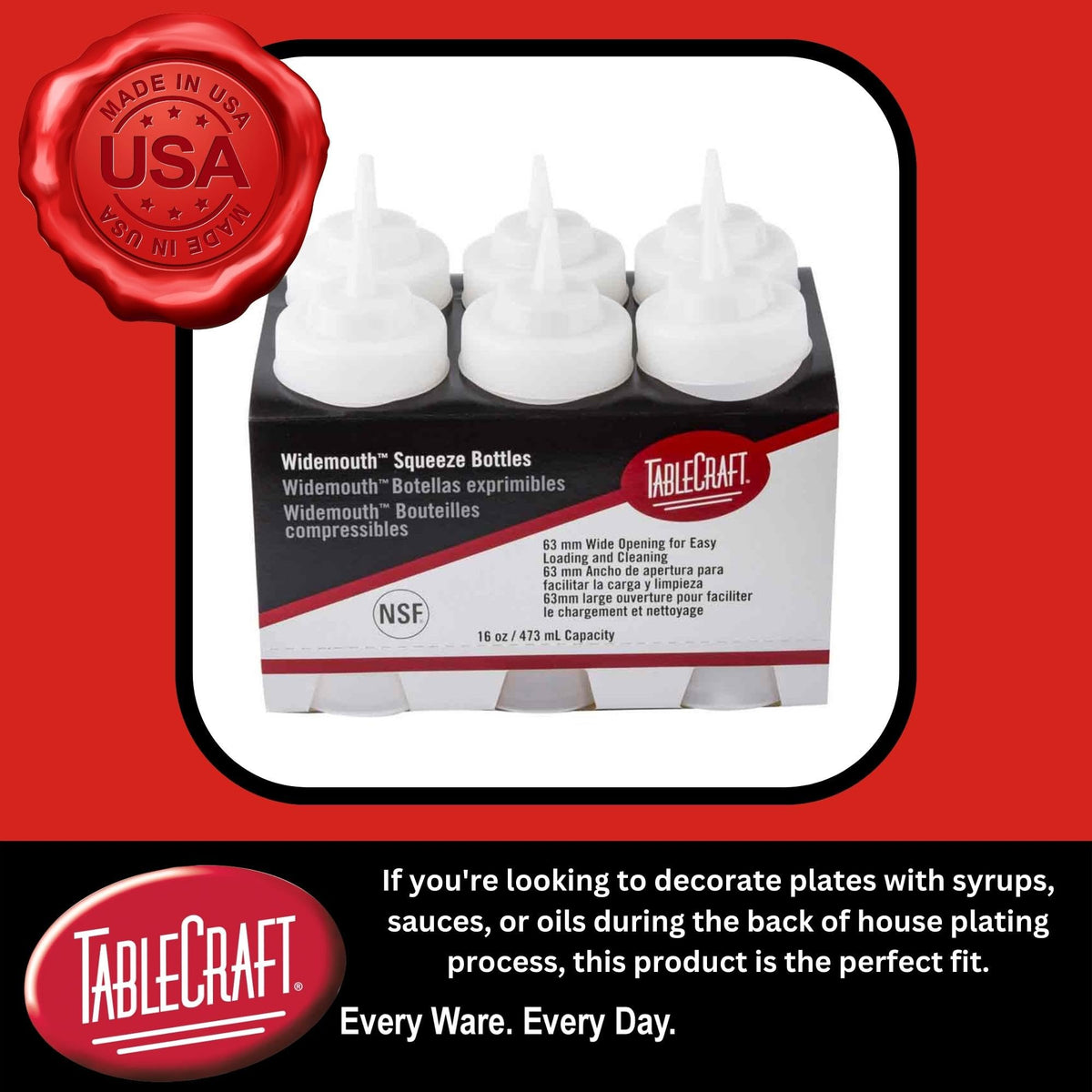 TableCraft 8 oz condiment bottle pack six for busy kitchens