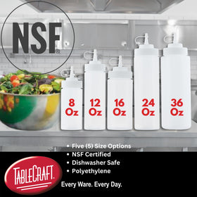 TableCraft clear sauce dispenser shows contents at a glance for faster restocking.
