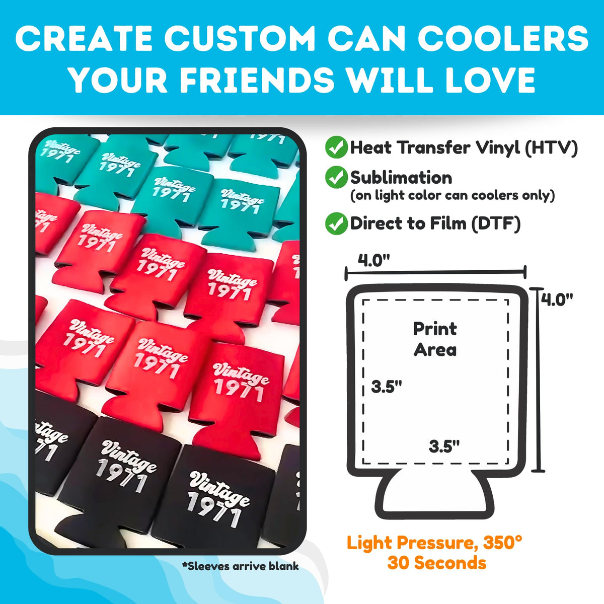 TahoeBay color-set sleeves enable bold, customized drinkware designs.