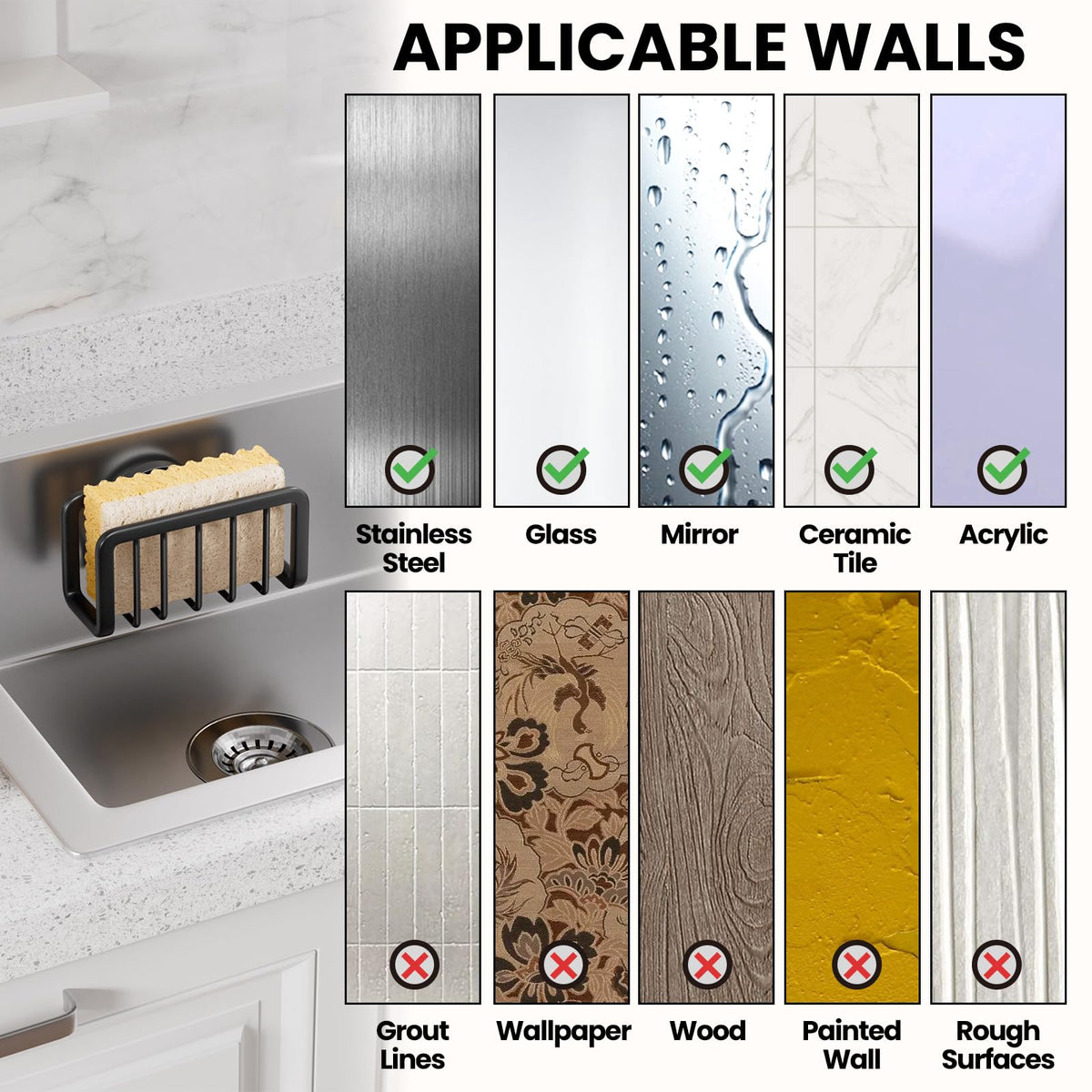 TAILI easy 1-second installation on clean, smooth surfaces