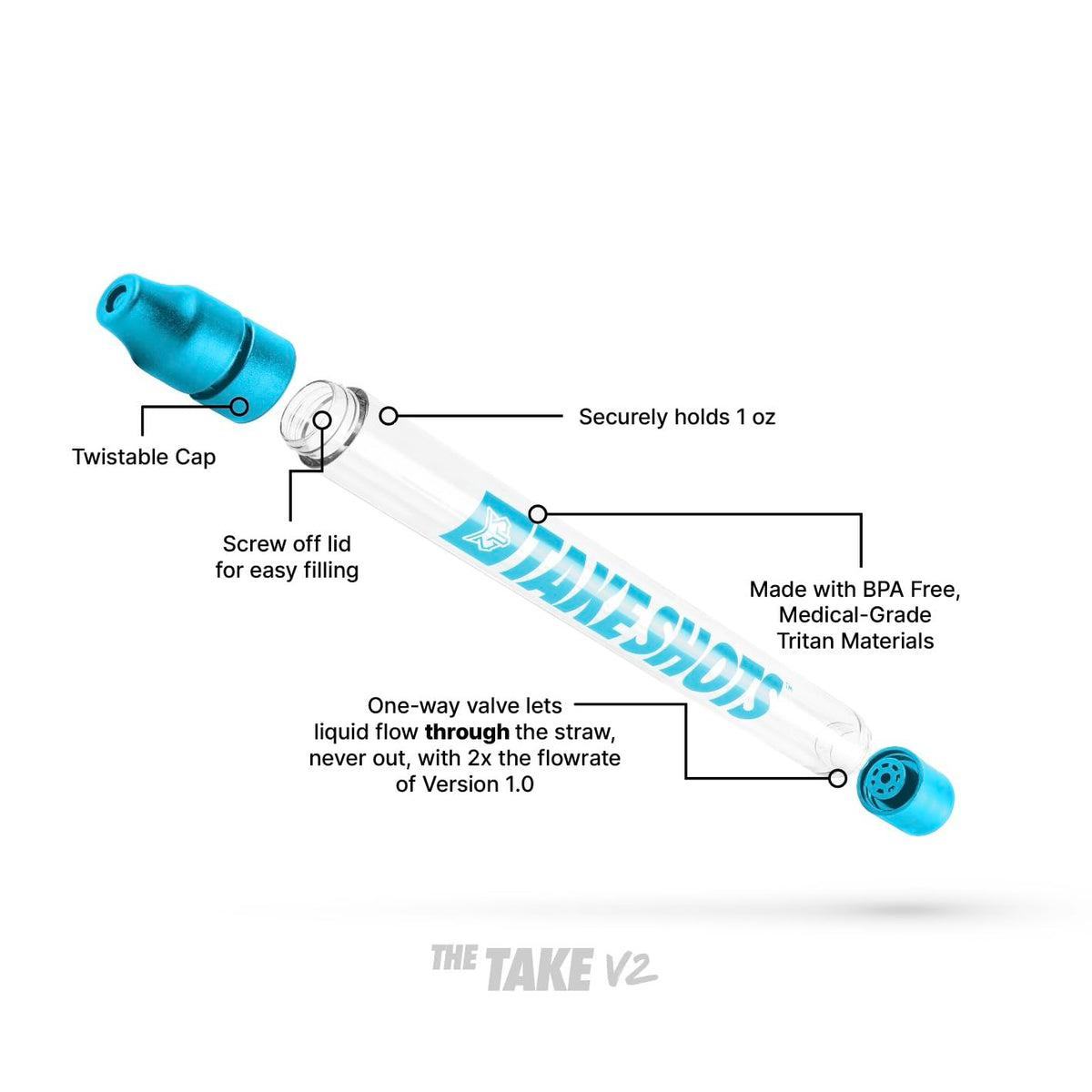 TakeV2 no-spill seal prevents leaks during movement.