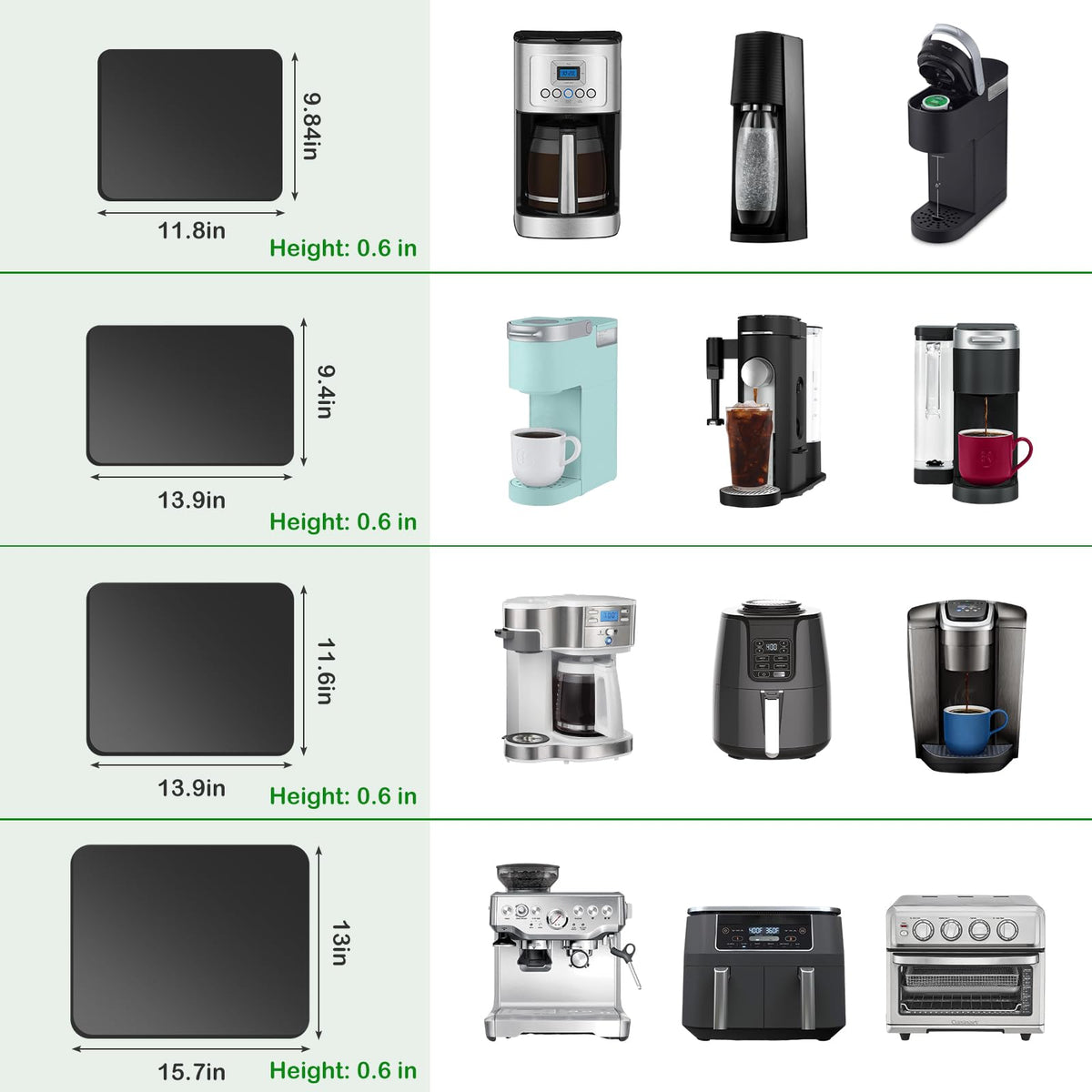 Taladad tray holds a coffee maker and air fryer for versatile kitchen use